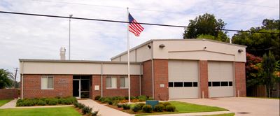 Front Entrance of Fire Station 2 with Flag Pole