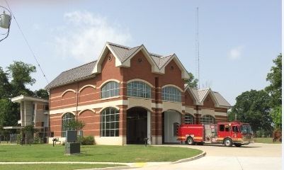 Front Entrance of Fire Station 5 with Fire Truck